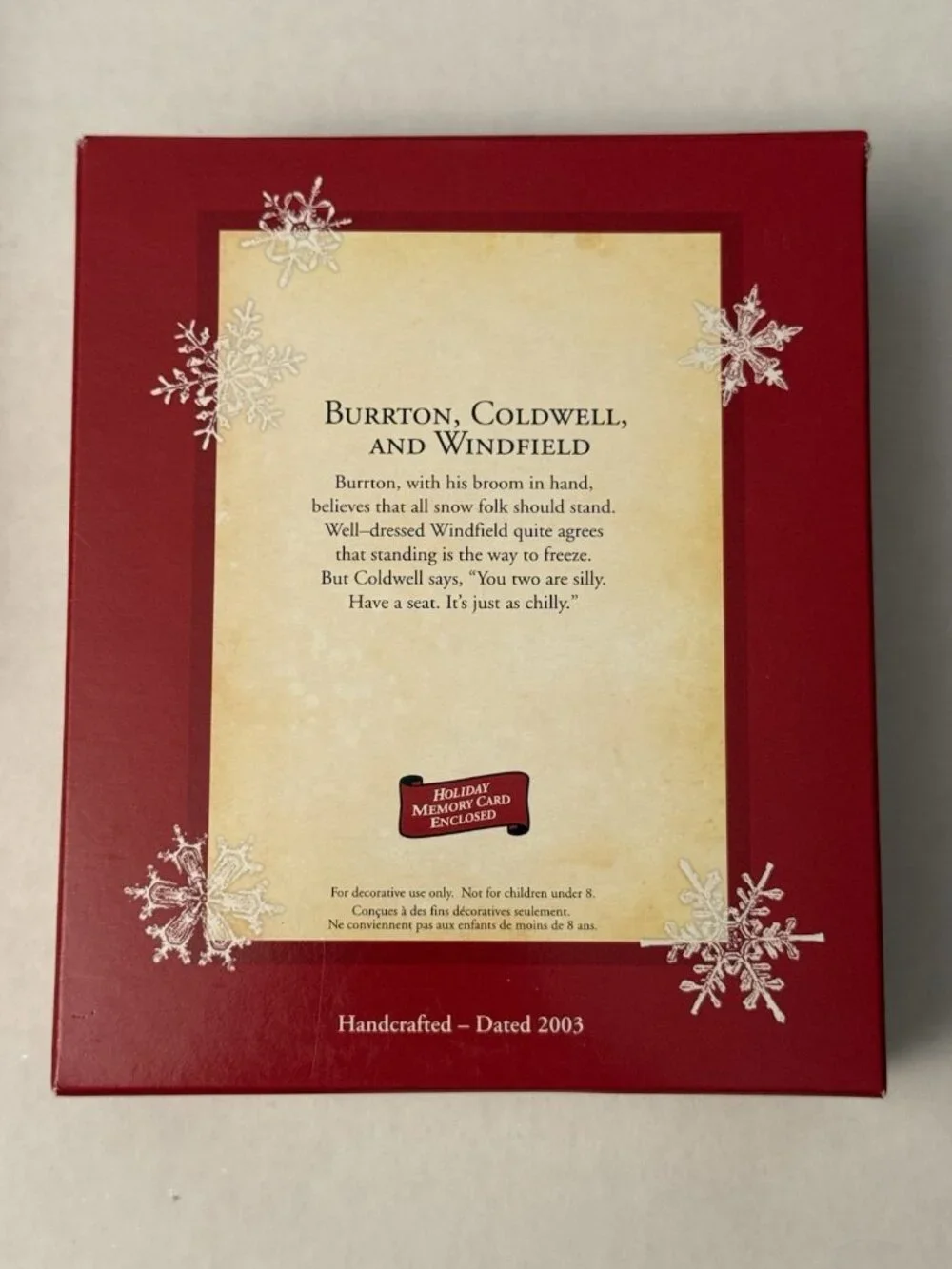 2003 Set Of 3 Hallmark Keepsake Ornament Burrton Coldwell Windfield Snowman MM25